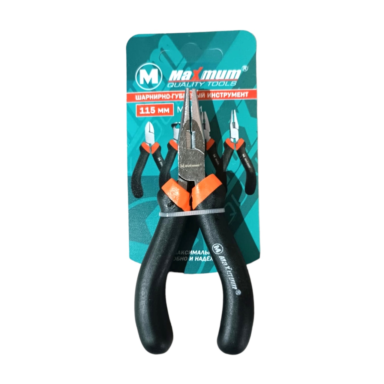 Длинногубцы мини 115 мм, CRV, резиновые рукоятки, черные, "MAXIMUM" MX 14336